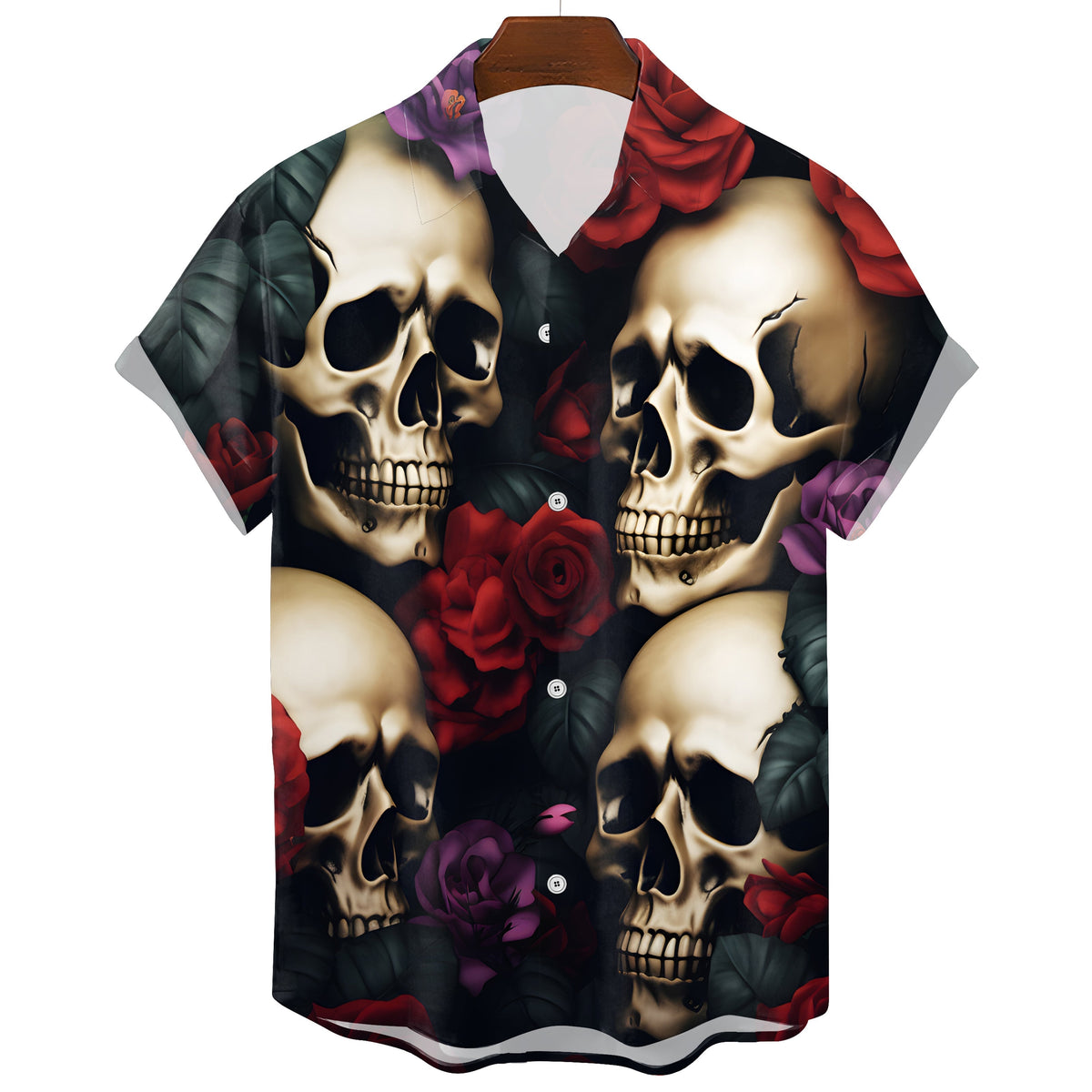 Men's Gothic Hawaiian Graphic T-Shirt – Skull Print