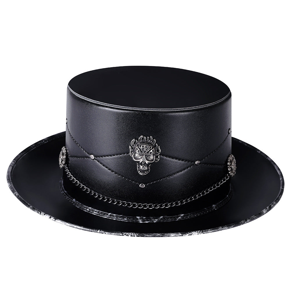 Gothic Occult Plague Doctor Top Hat – Skull & Chain Detail