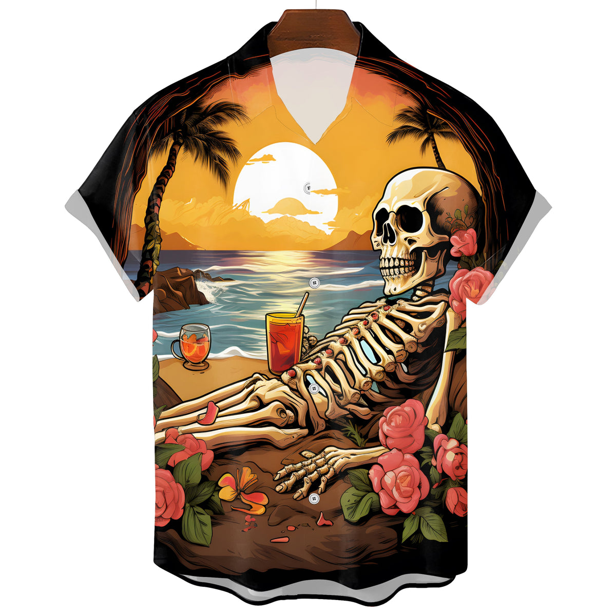 Men's Hawaiian Gothic T-Shirt – Skull Graphic