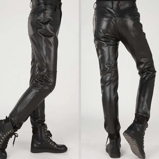 Men's Black Gothic Faux Leather Pants – Extended Sizes