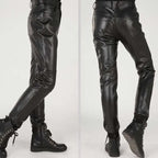 Men's Black Gothic Faux Leather Pants – Extended Sizes