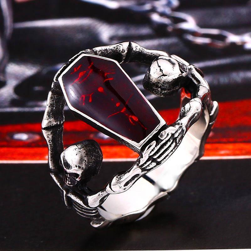 Men's Gothic Skull Coffin Ring – Stainless Steel