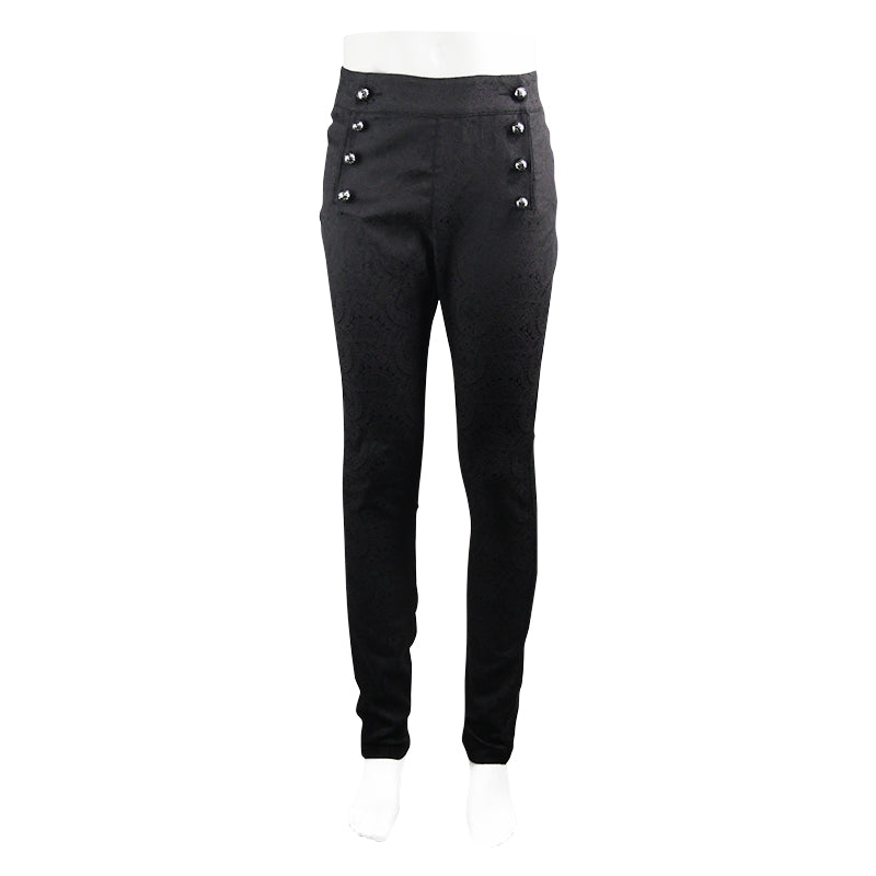 Men's Gothic Vampire Slim-Fit Trousers – Ornate Buttons