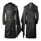 Men's Long Faux Leather Coat – Black