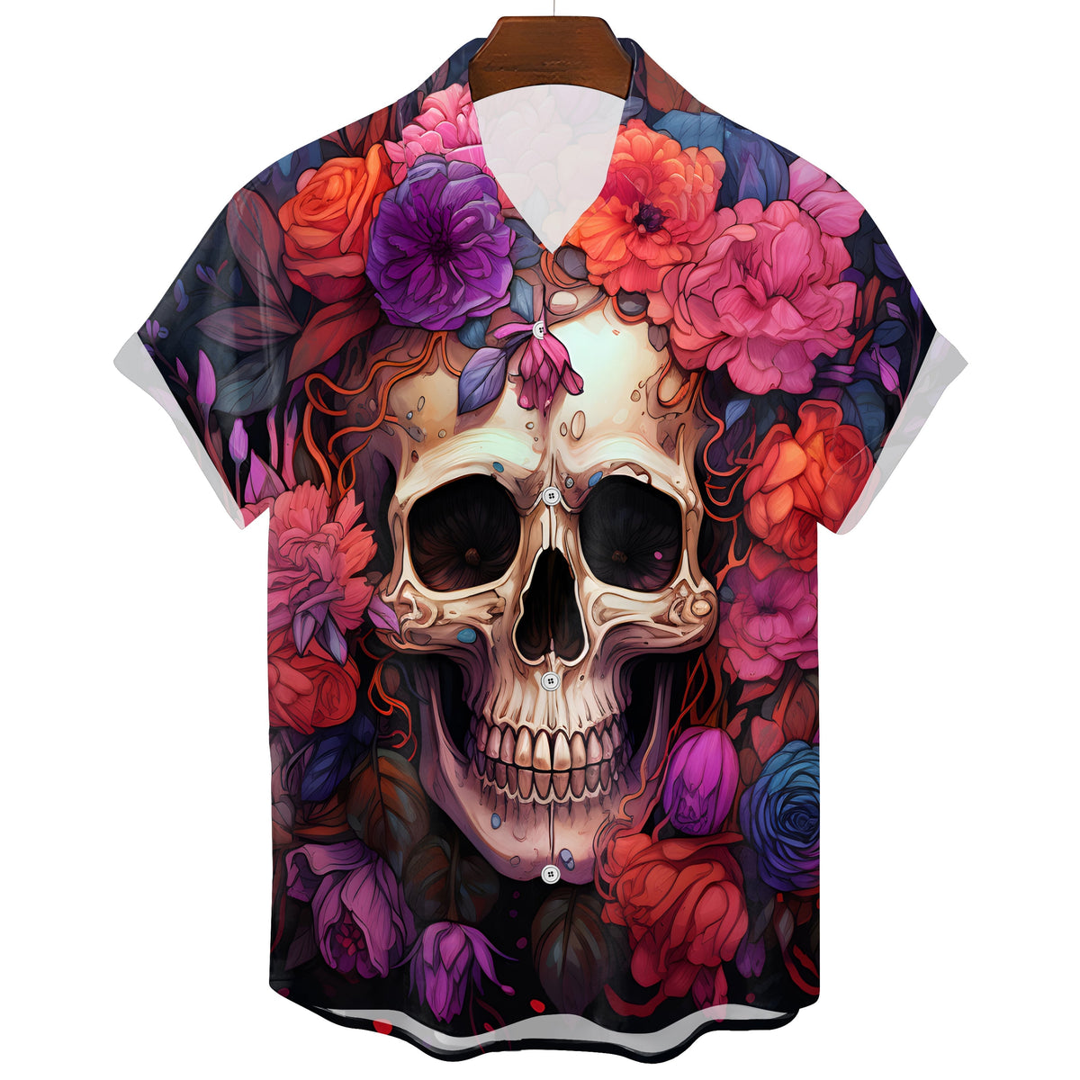 Men's Hawaiian Gothic T-Shirt – Skull Graphic