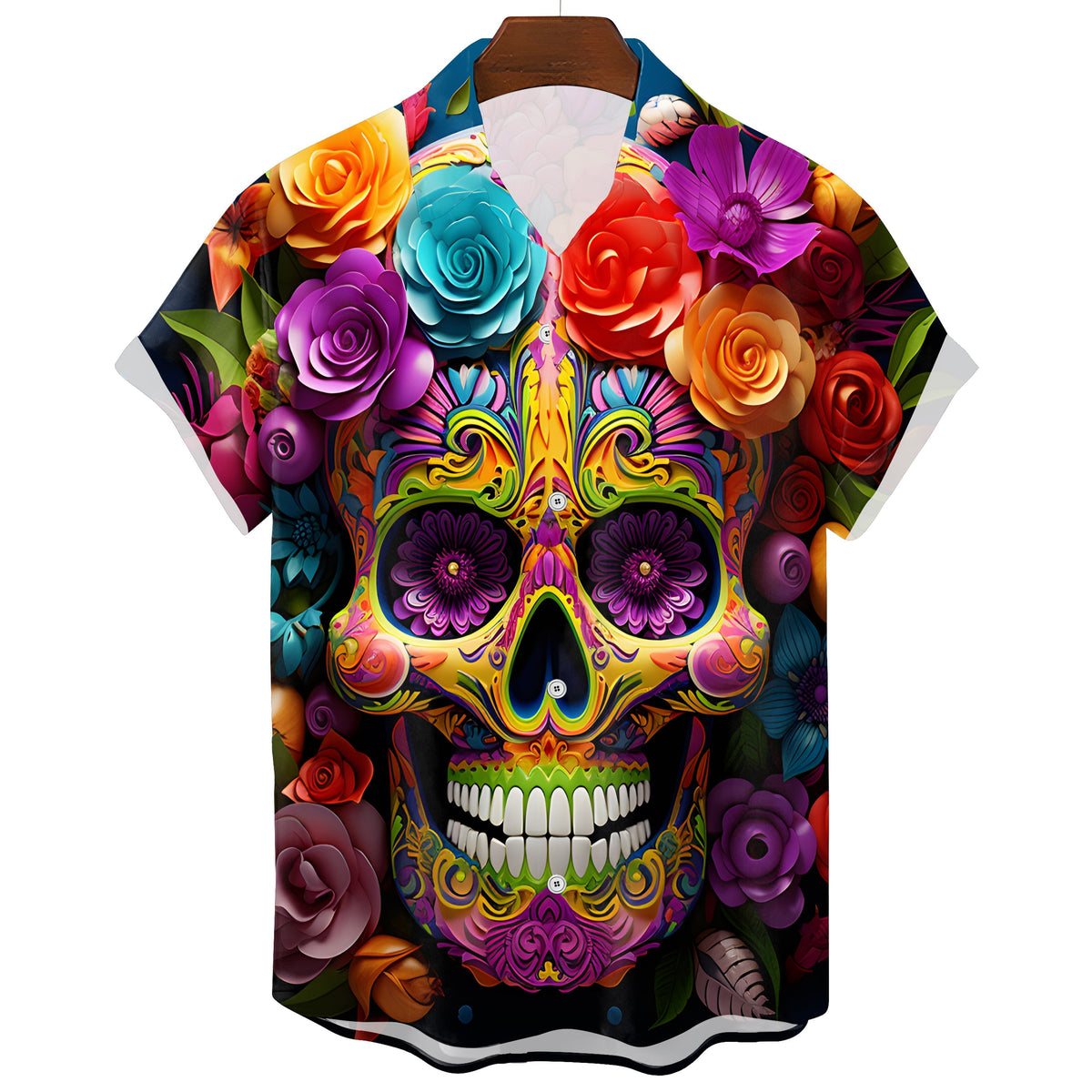 Men's Hawaiian Skull Graphic T-Shirt – Gothic Style
