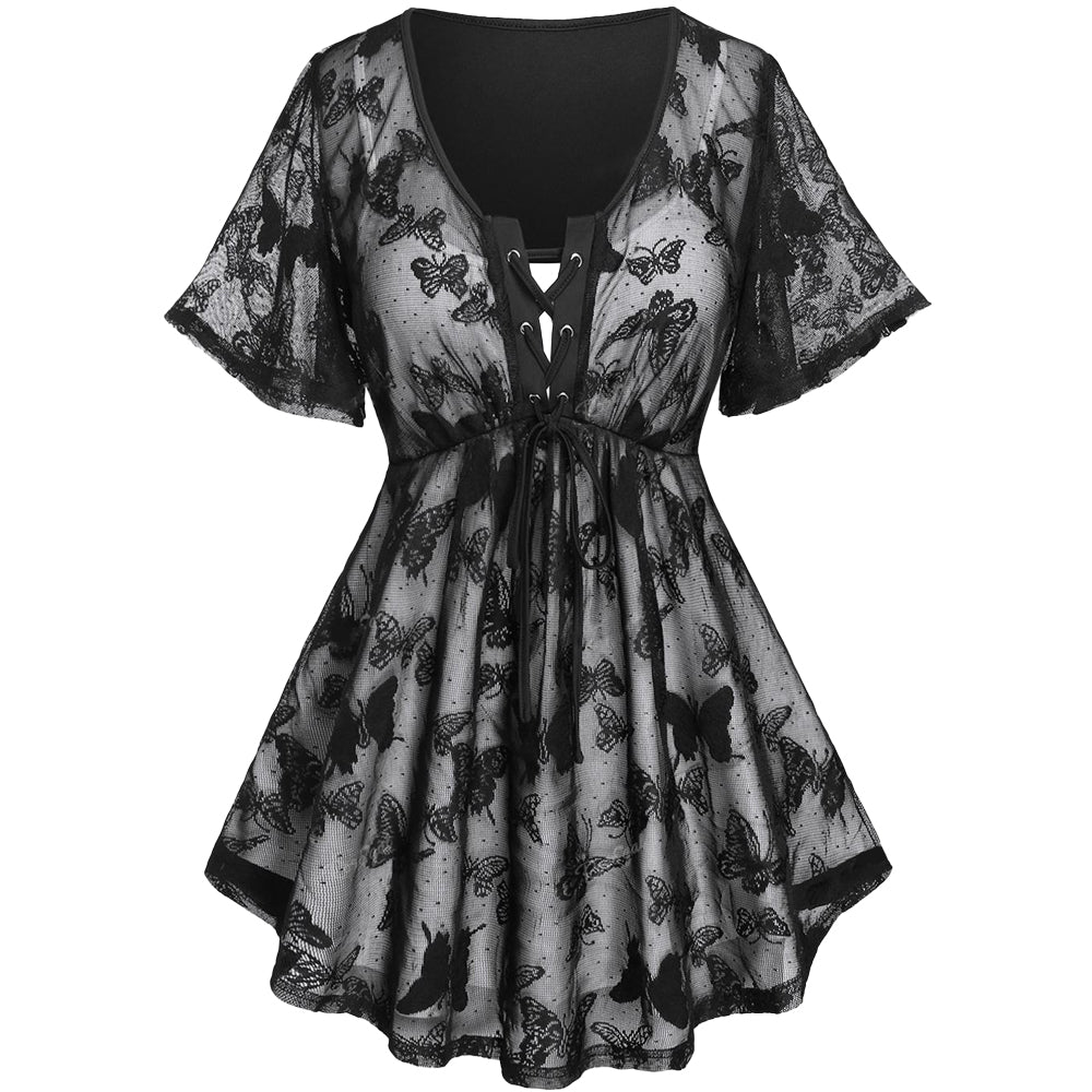Women's Gothic Butterfly Dress – Black