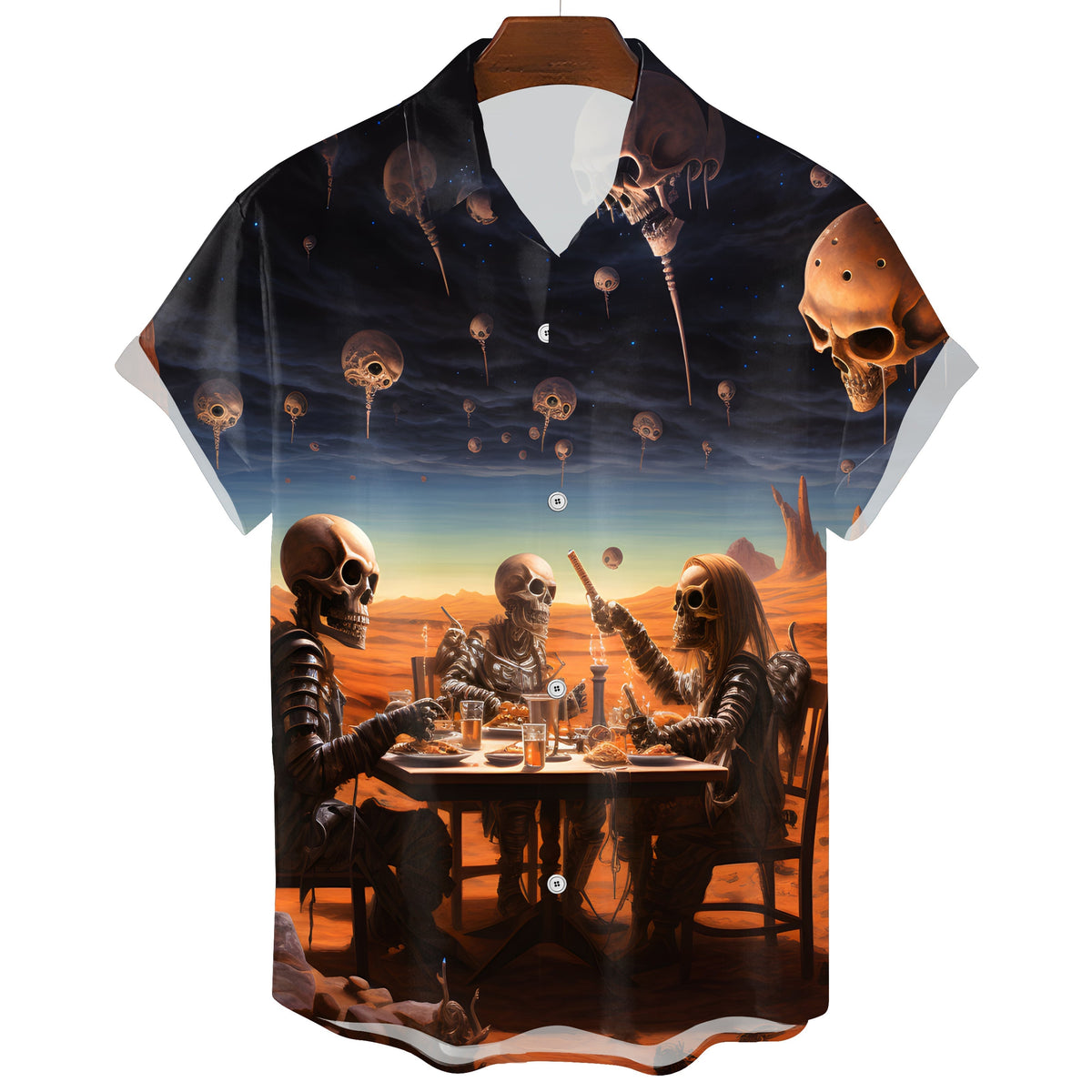 Men's Hawaiian Skull Graphic T-Shirt – Gothic Style
