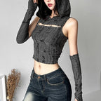 Women's Grey Hooded Tank Top