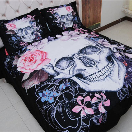 Floral Skull Duvet Cover Set – Full to Super King