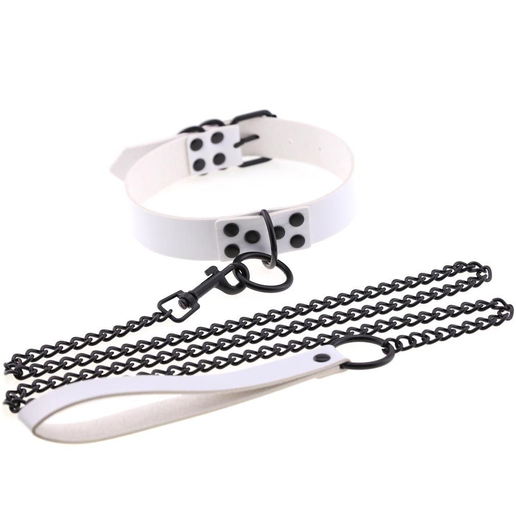O-Ring Faux Leather Choker with Detachable Chain – 15 Colours