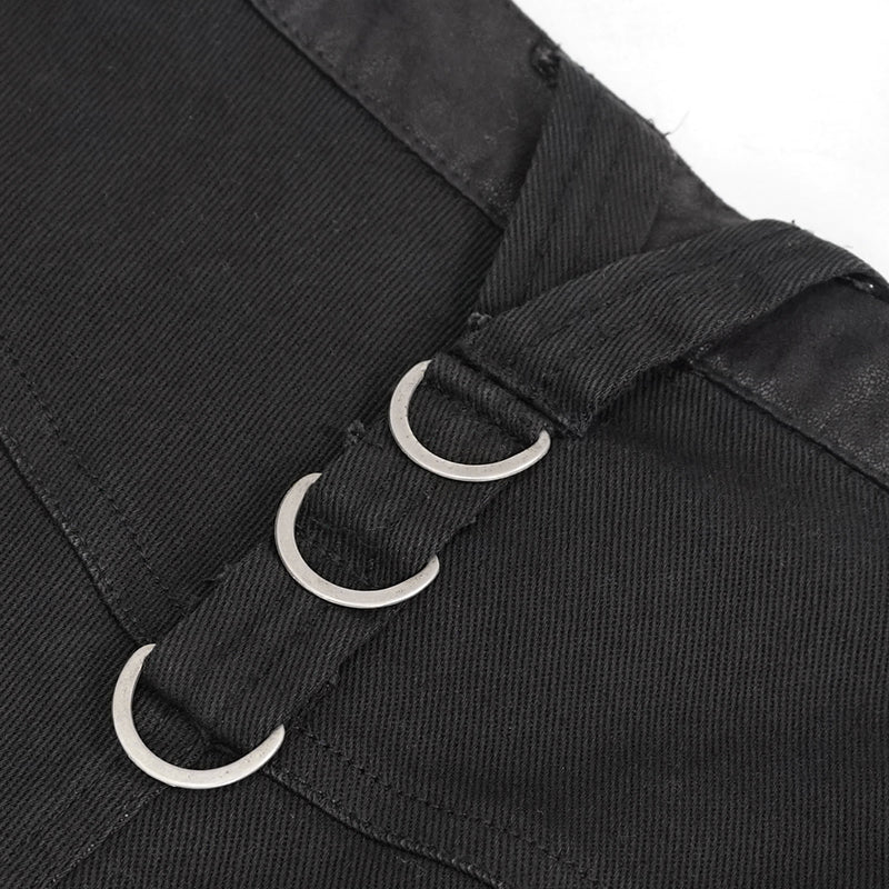 Men's Gothic Distressor Cargo Shorts with Buckle & Zip Details