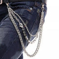 Gothic Triple-Layer Skull Belt Chain – Silver