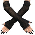 Women's Long Spider Web Fingerless Gloves