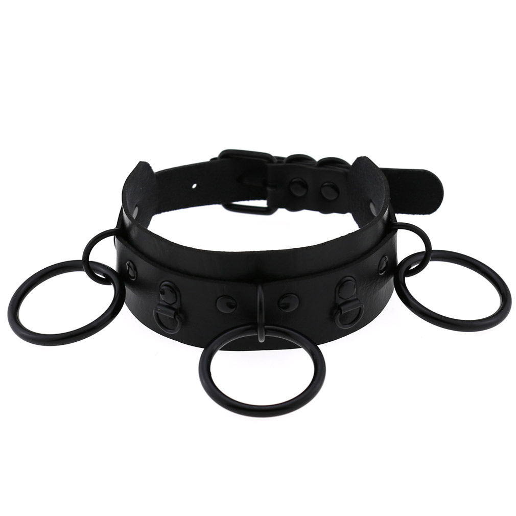 Triple O-Ring Faux Leather Choker – 16 Colours