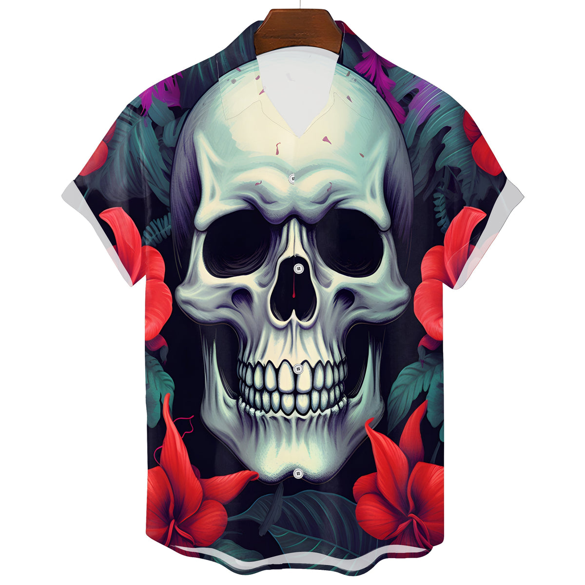 Men's Hawaiian Gothic Skull T-Shirt – Multi-Print
