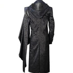 Men's Long Faux Leather Coat – Black