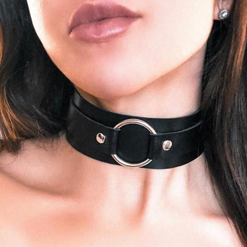 Black Classic O-Ring Faux Leather Choker