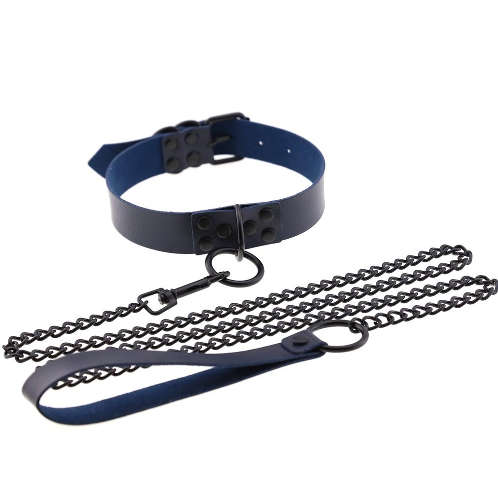 O-Ring Faux Leather Choker with Detachable Chain – 15 Colours