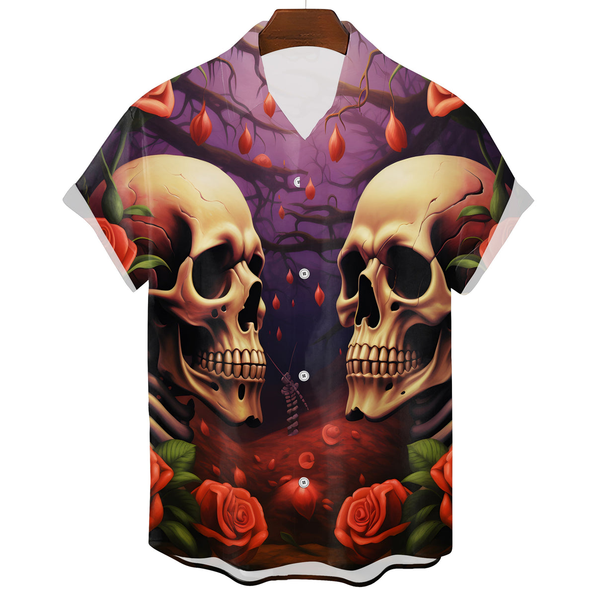 Men's Hawaiian Gothic Skull T-Shirt – Multi-Print