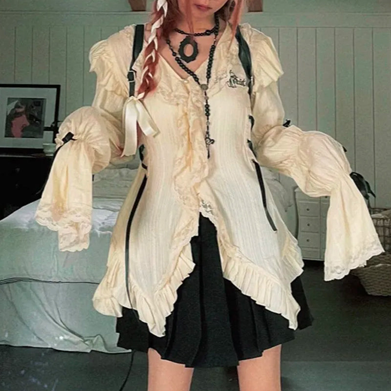 Women's White Lolita Blouse – S–L