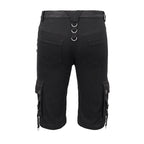 Men's Gothic Distressor Cargo Shorts with Buckle & Zip Details