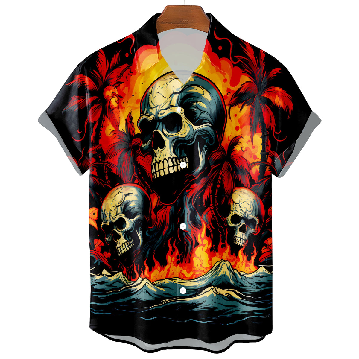 Men's Gothic Hawaiian Skull Tee – Dark Graphic Print