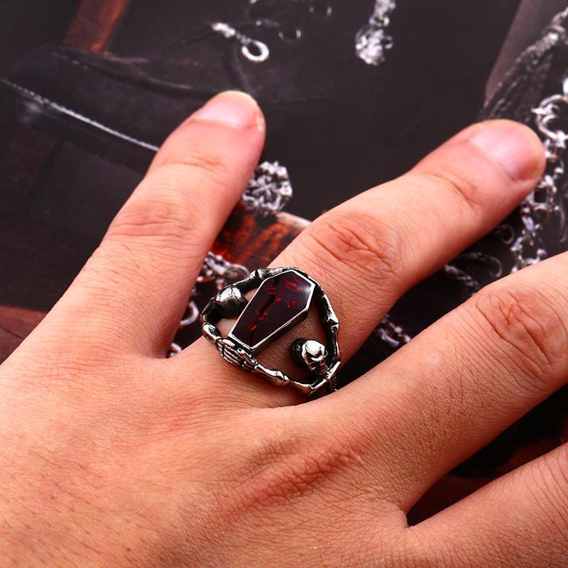 Men's Gothic Skull Coffin Ring – Stainless Steel