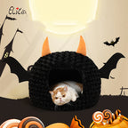 Black & Orange Bat House Pet Bed – 43 cm