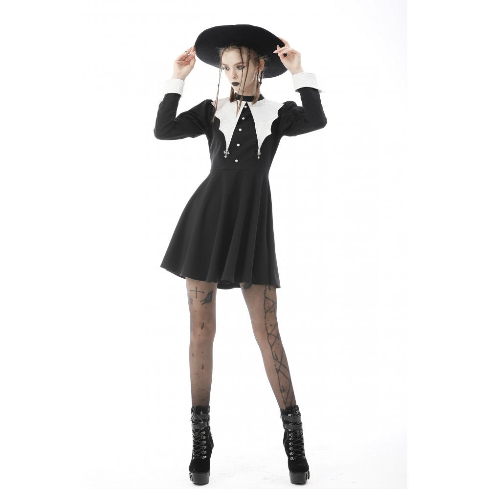 Women's Bat Collar Gothic Dress – S–XXL