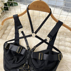 Women's Black Gothic Harness Bodysuit – S–L