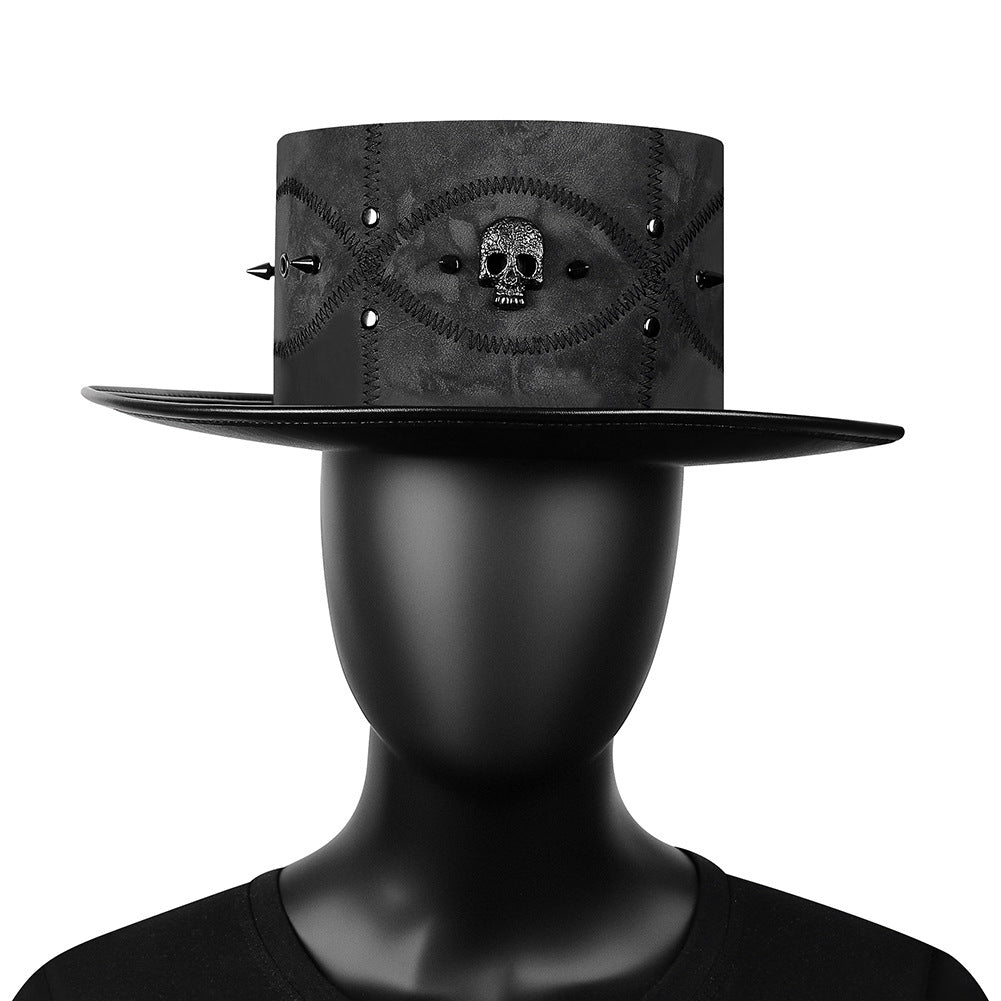 Gothic Plague Doctor Skull Hat – Black Faux Leather