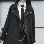 Women's Black Long Trench Coat – S–L