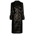 Women's Black PU Leather Long Coat – S–XL