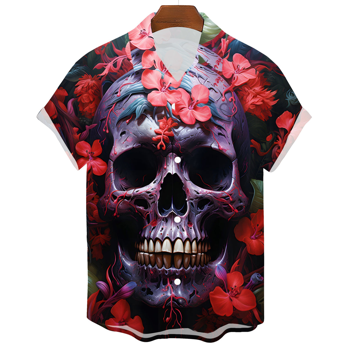 Men's Gothic Hawaiian Skull Tee – Dark Graphic Print