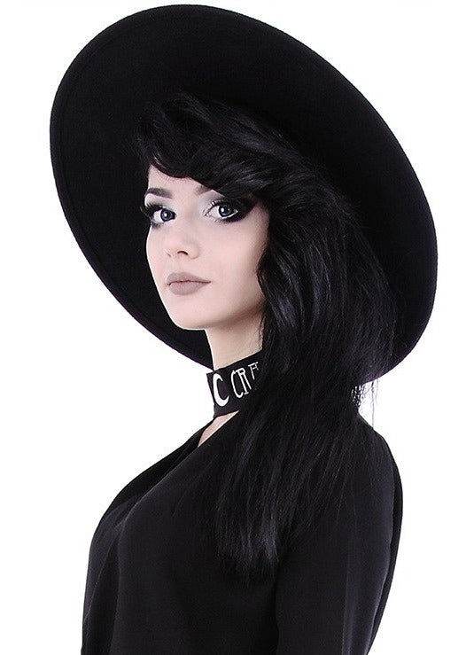 Black Gothic Wide-Brim Witch Hat – 57 & 58cm