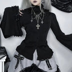 Women's Black Gothic Blouse – S–XL