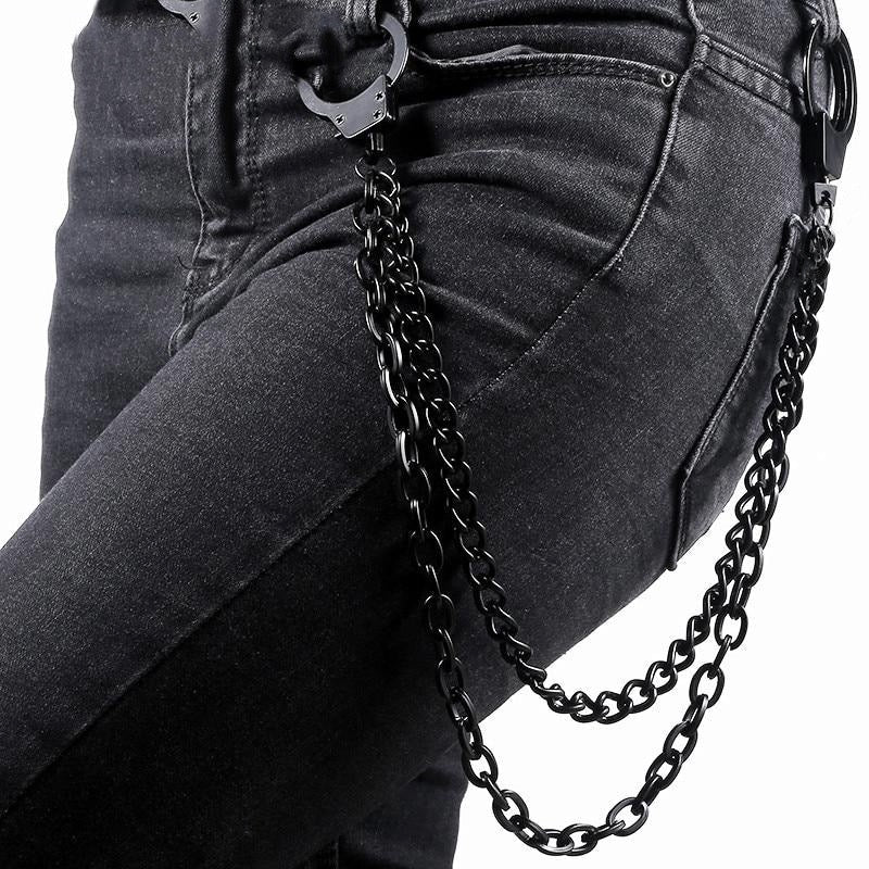 Black Handcuff-Style Belt Chain – 40–50cm