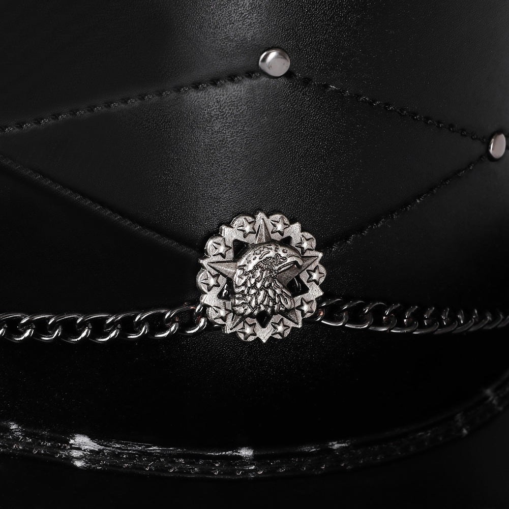 Gothic Occult Plague Doctor Top Hat – Skull & Chain Detail