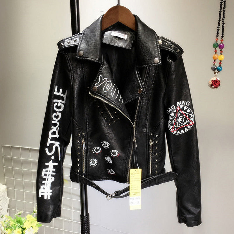 Women's Black Cropped Faux Leather Jacket – S–XXL
