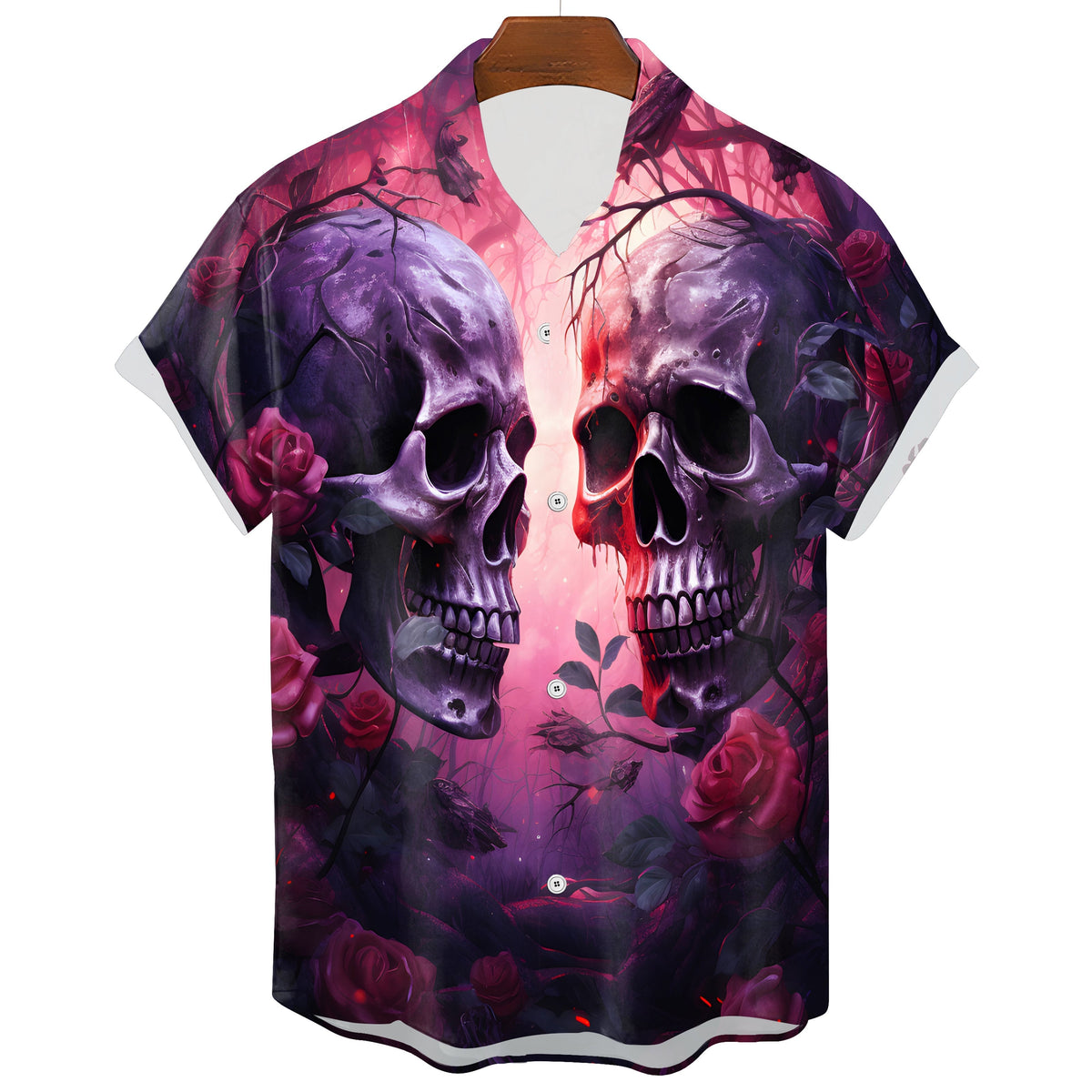 Men's Gothic Hawaiian Skull Tee – Dark Graphic Print
