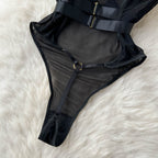 Women's Black Gothic Harness Bodysuit – S–L