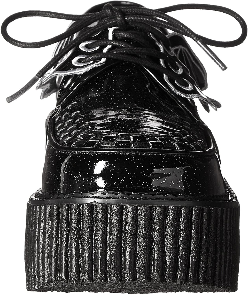 Women's Black Glitter Creeper Shoes with Bat Wings