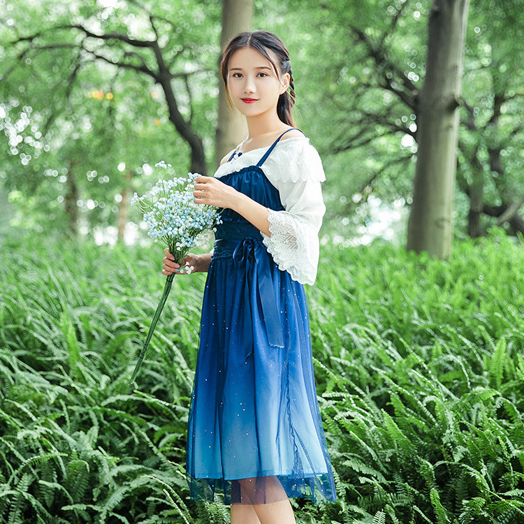 Women's Blue Starry Night Dress – Mini or Maxi, S–L