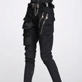 Women's Black Zipper Pocket Harem Pants – S–XL