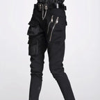 Women's Black Zipper Pocket Harem Pants – S–XL