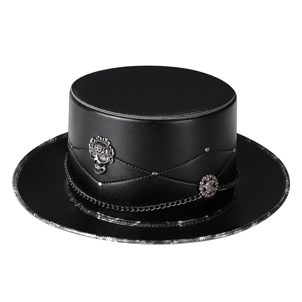 Gothic Occult Plague Doctor Top Hat – Skull & Chain Detail
