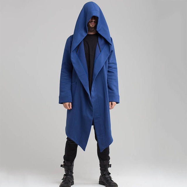 Long Open-Front Hooded Coat