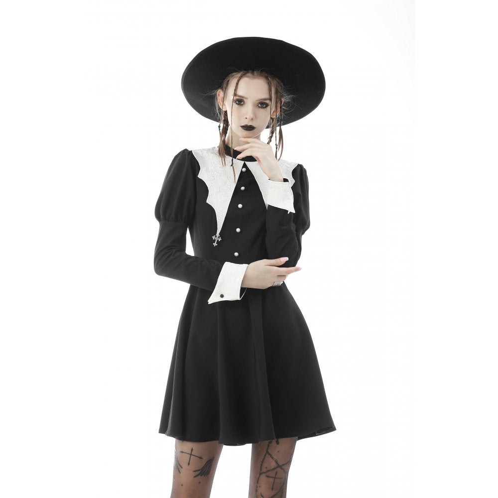 Women's Bat Collar Gothic Dress – S–XXL