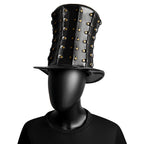 Gothic Steampunk Top Hat – Faux Leather with Gold Rivets